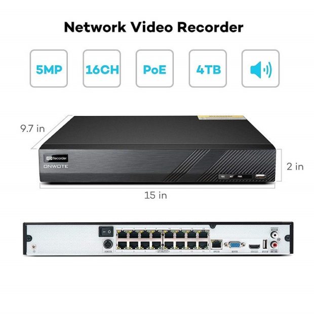 ONWOTE 16 Channel NVR Security System - 16x 4K 8MP PoE Cameras, 4TB HDD, Color Night Vision - View #11